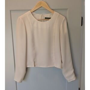 Harve Bernard Womens Ivory White Cropped Long Sleeve Blouse‎ Size Small/6